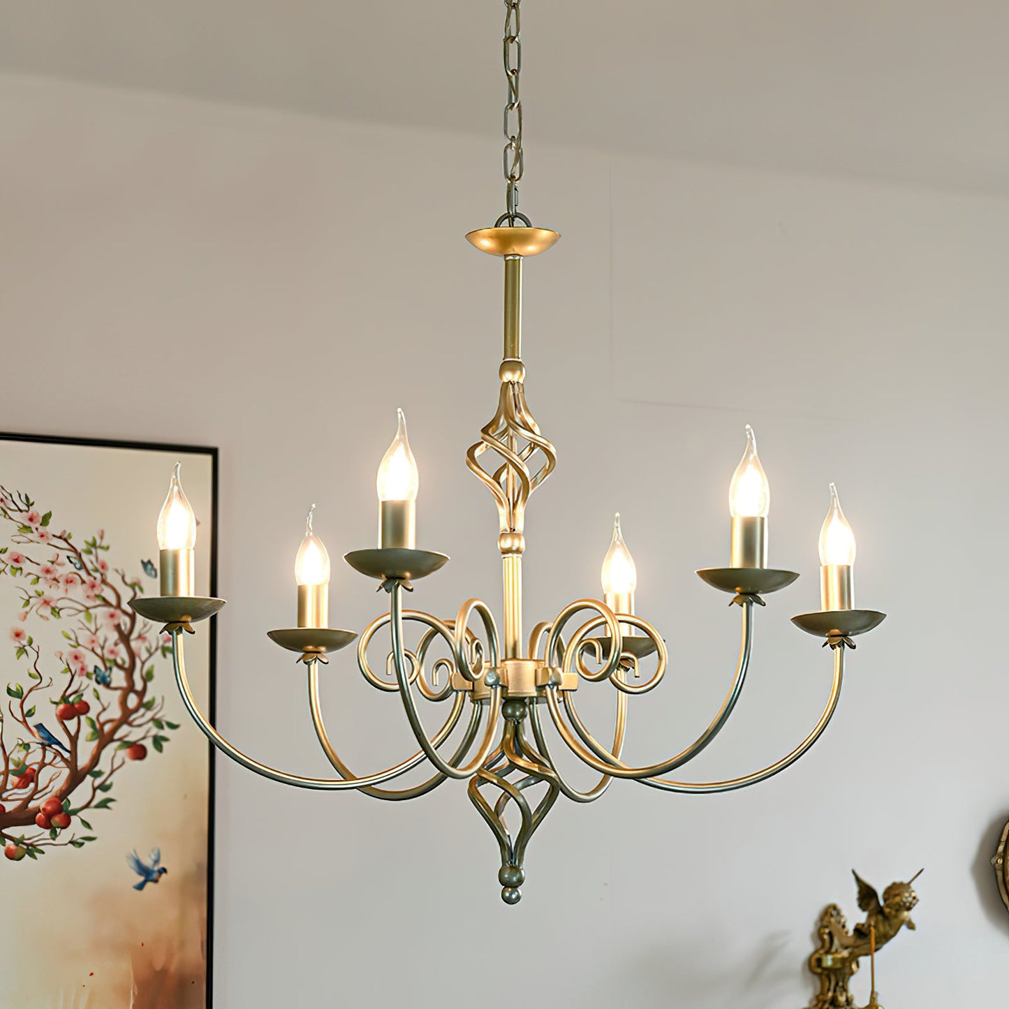 Delft Chandelier - Modern Minimalist Brass Candlestick Chandelier