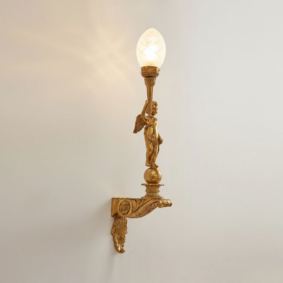 Deliane Brass Wall Lamp - Linear Solid Cast Brass & Glass Sconce