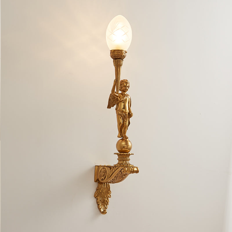 Deliane Brass Wall Lamp - Linear Solid Cast Brass & Glass Sconce