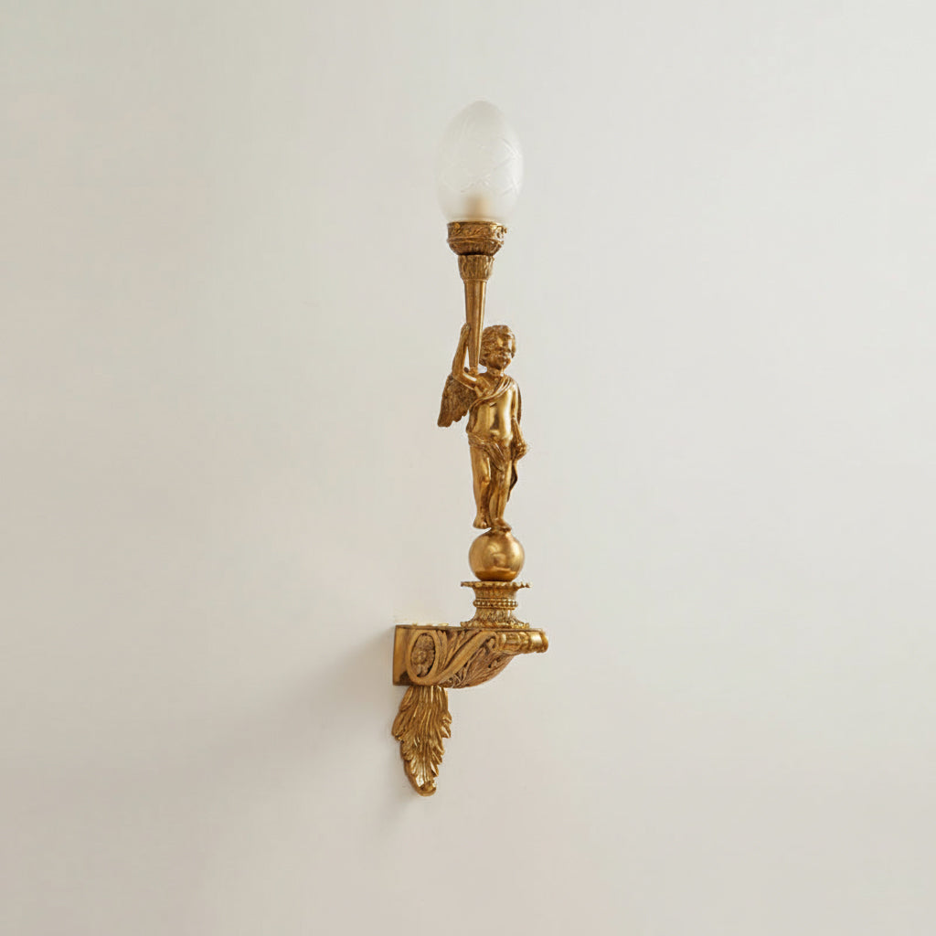 Deliane Brass Wall Lamp - Linear Solid Cast Brass & Glass Sconce