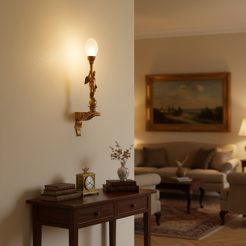 Deliane Brass Wall Lamp - Linear Solid Cast Brass & Glass Sconce