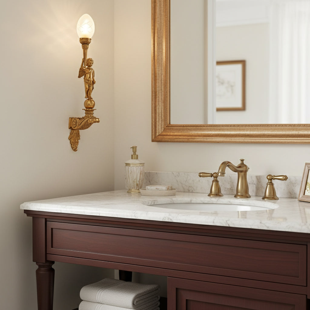 Deliane Brass Wall Lamp - Linear Solid Cast Brass & Glass Sconce