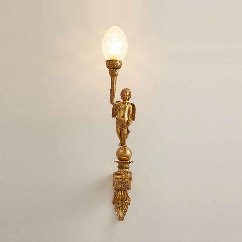 Deliane Brass Wall Lamp - Linear Solid Cast Brass & Glass Sconce