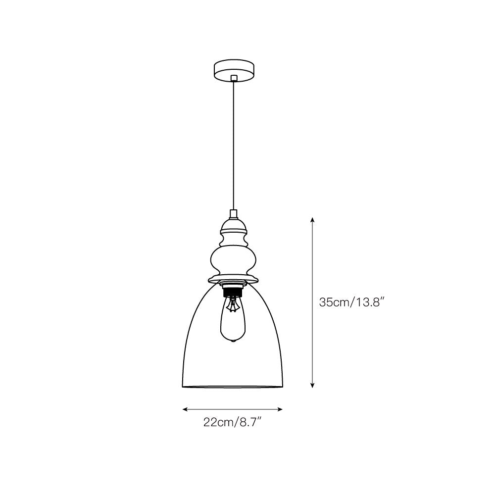 Delmare Glass Pendant Lamp - Farmhouse 1-Light Bell Glass & Wood Pendan