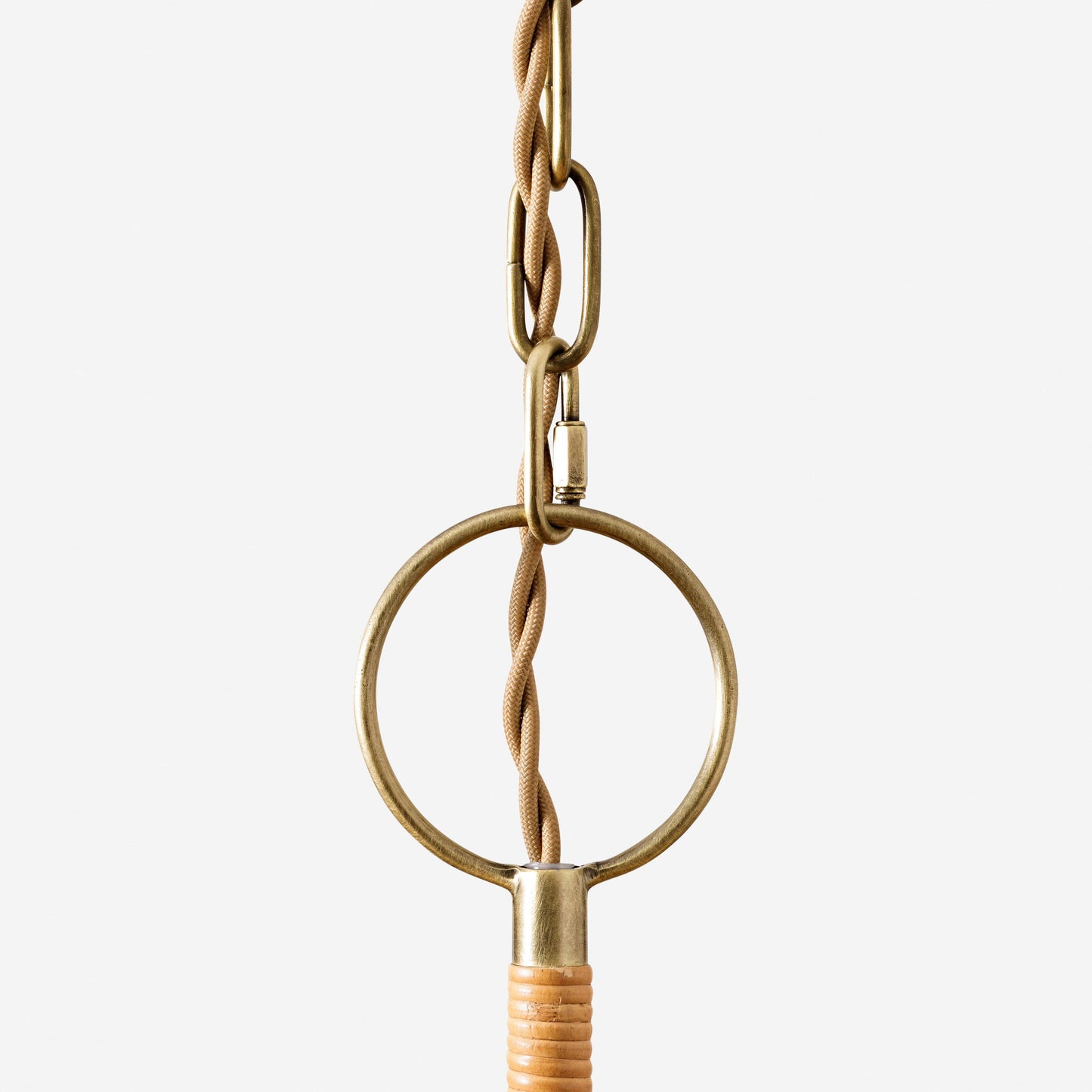 Delphine Chandelier - Parisian Style Rattan Woven 3-Light Brass Pendant
