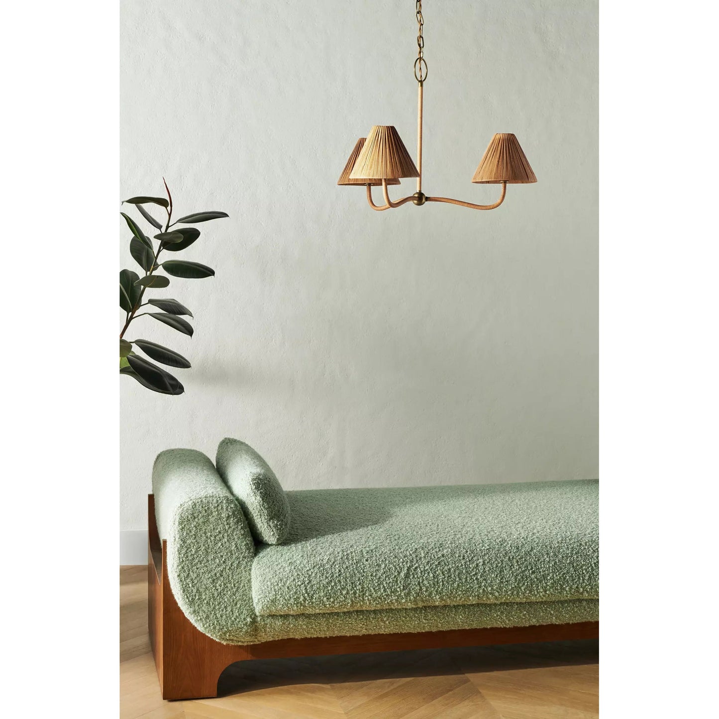 Delphine Chandelier - Parisian Style Rattan Woven 3-Light Brass Pendant