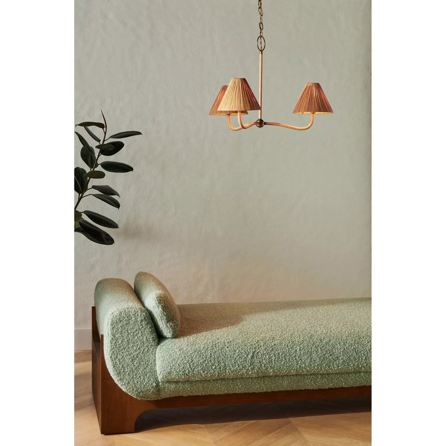 Delphine Chandelier - Parisian Style Rattan Woven 3-Light Brass Pendant