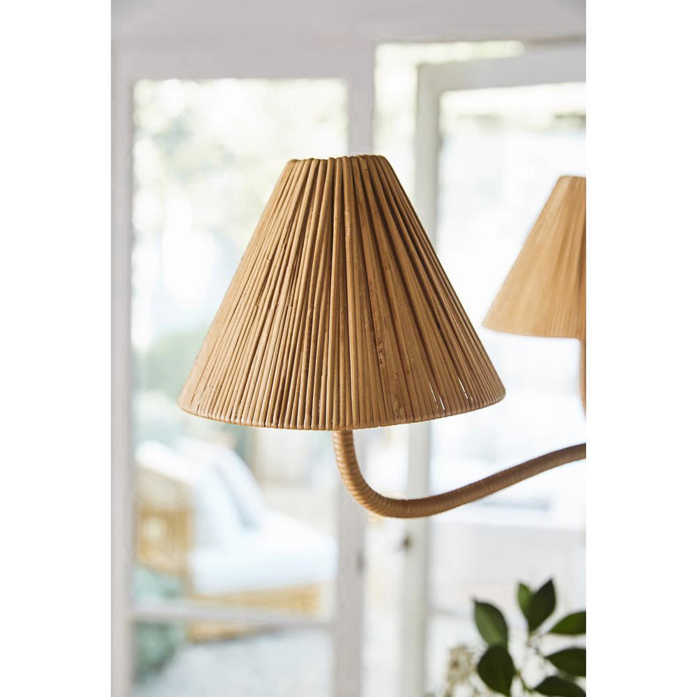 Delphine Chandelier - Parisian Style Rattan Woven 3-Light Brass Pendant