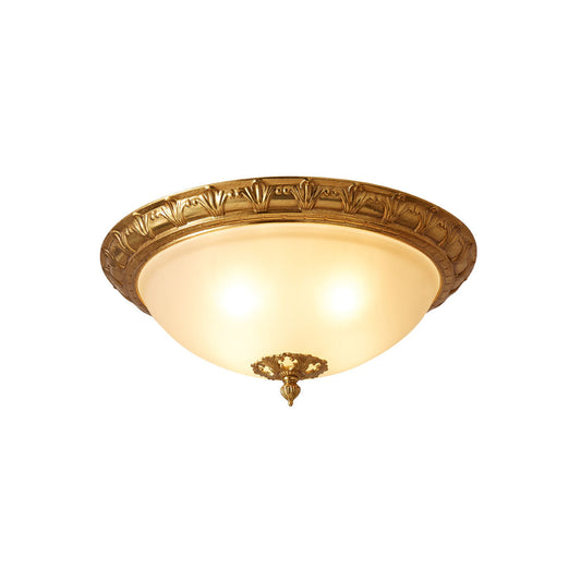 Deltana Flush Ceiling Lamp - Modern Brass & Glass Multi-Light Flush Mount