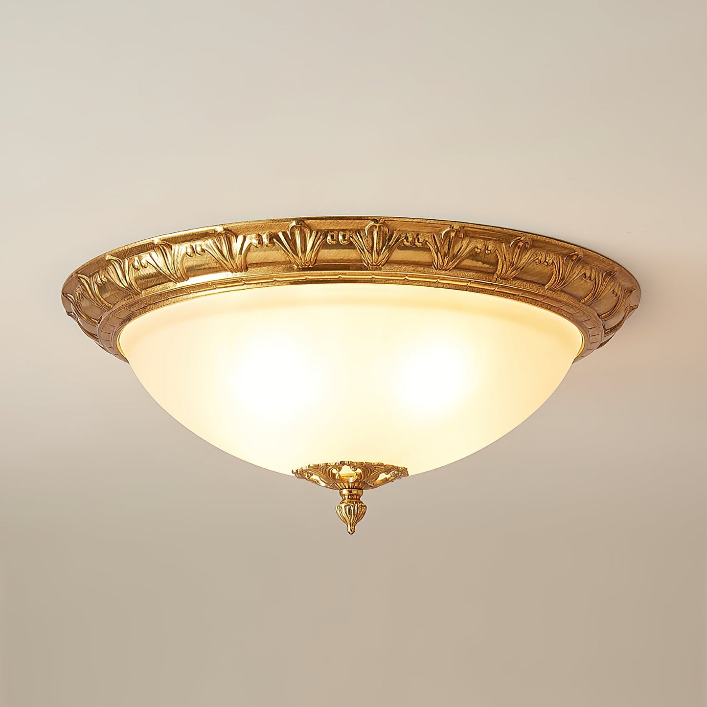 Deltana Flush Ceiling Lamp - Modern Brass & Glass Multi-Light Flush Mount