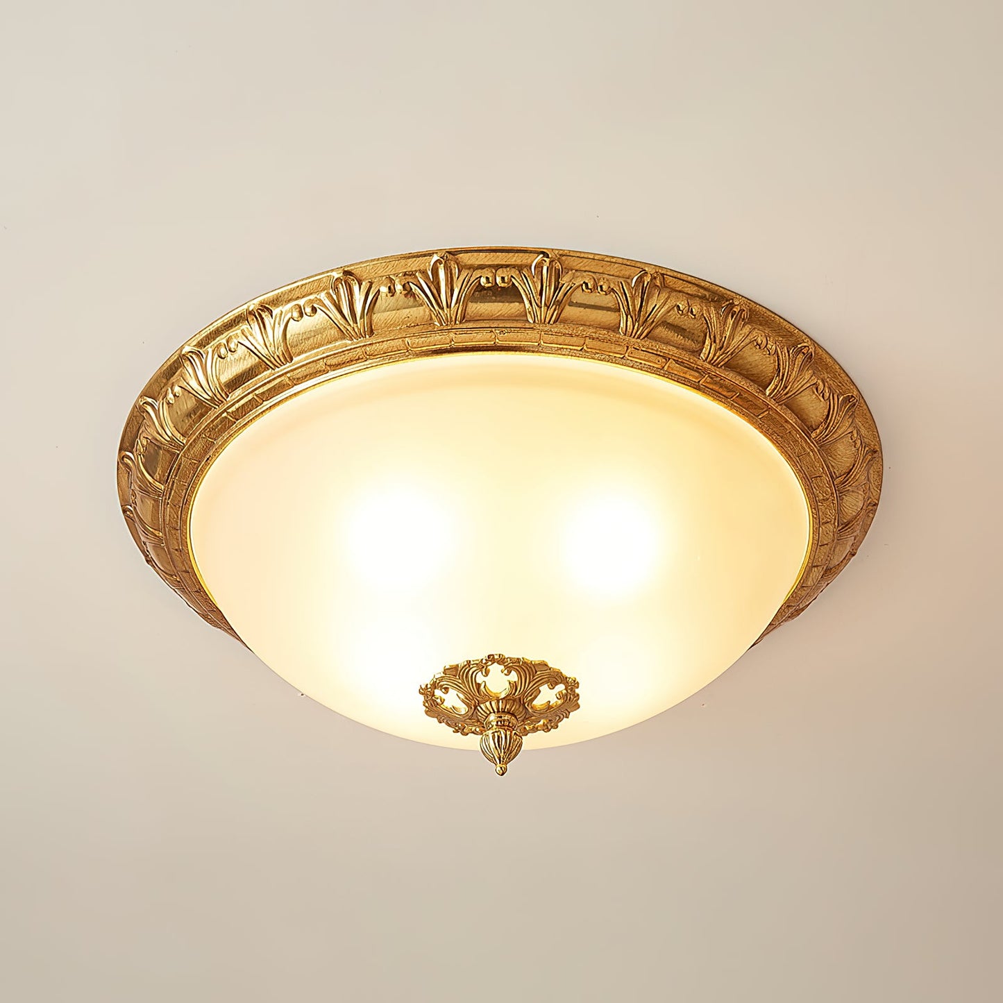 Deltana Flush Ceiling Lamp - Modern Brass & Glass Multi-Light Flush Mount