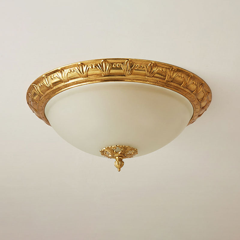 Deltana Flush Ceiling Lamp - Modern Brass & Glass Multi-Light Flush Mount