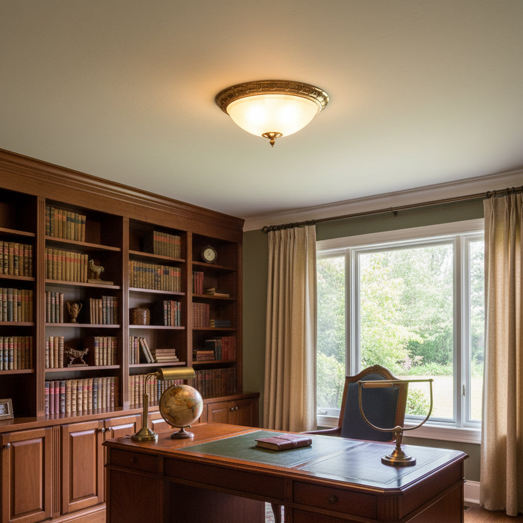 Deltana Flush Ceiling Lamp - Modern Brass & Glass Multi-Light Flush Mount