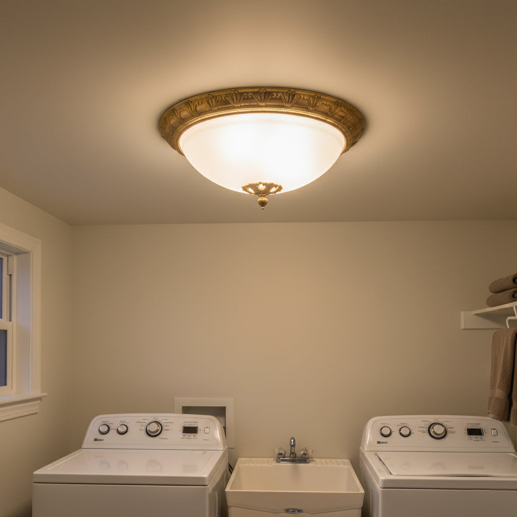 Deltana Flush Ceiling Lamp - Modern Brass & Glass Multi-Light Flush Mount