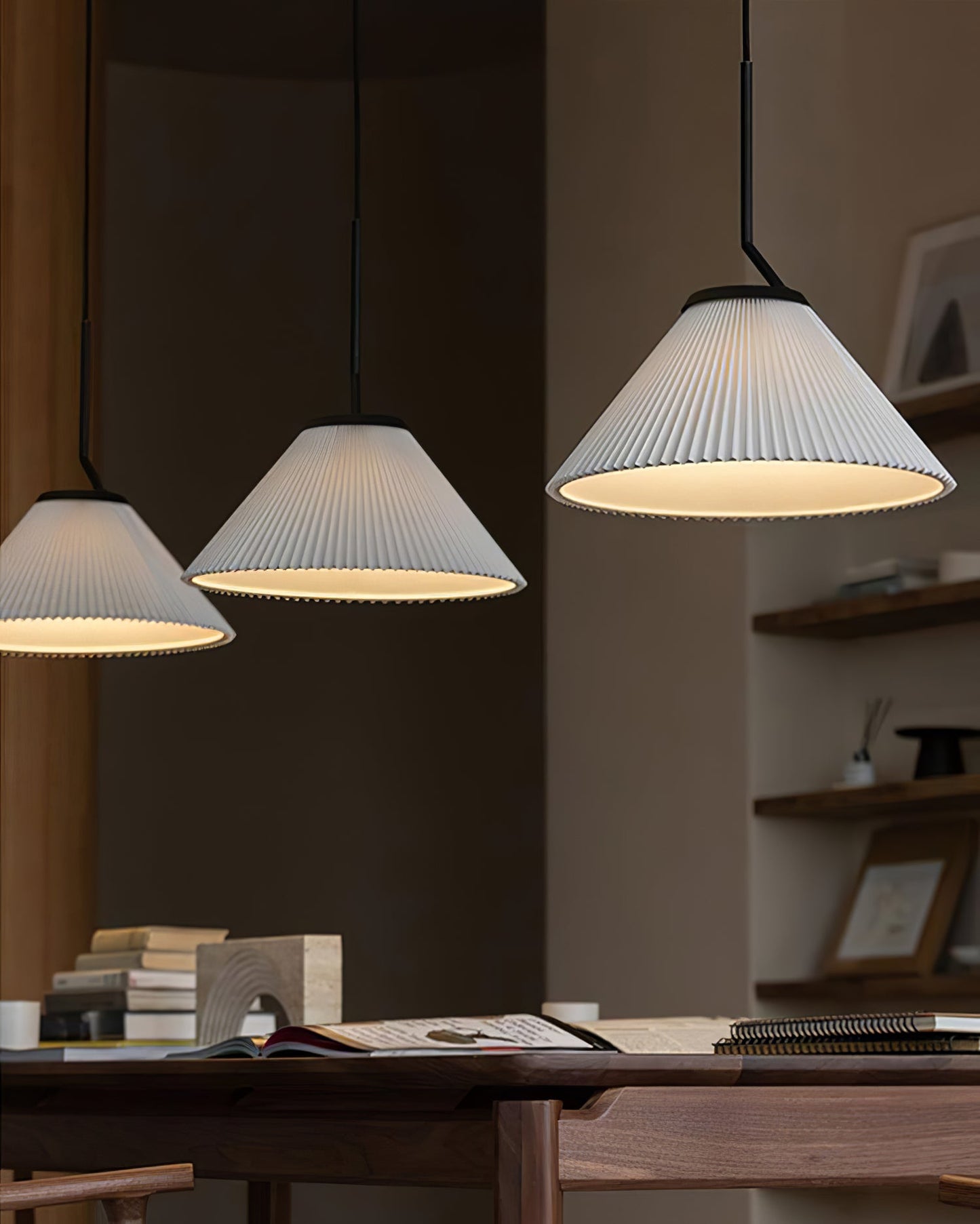 Demare Pleated Pendant Lamp - Modern Retro Fabric Dome Light