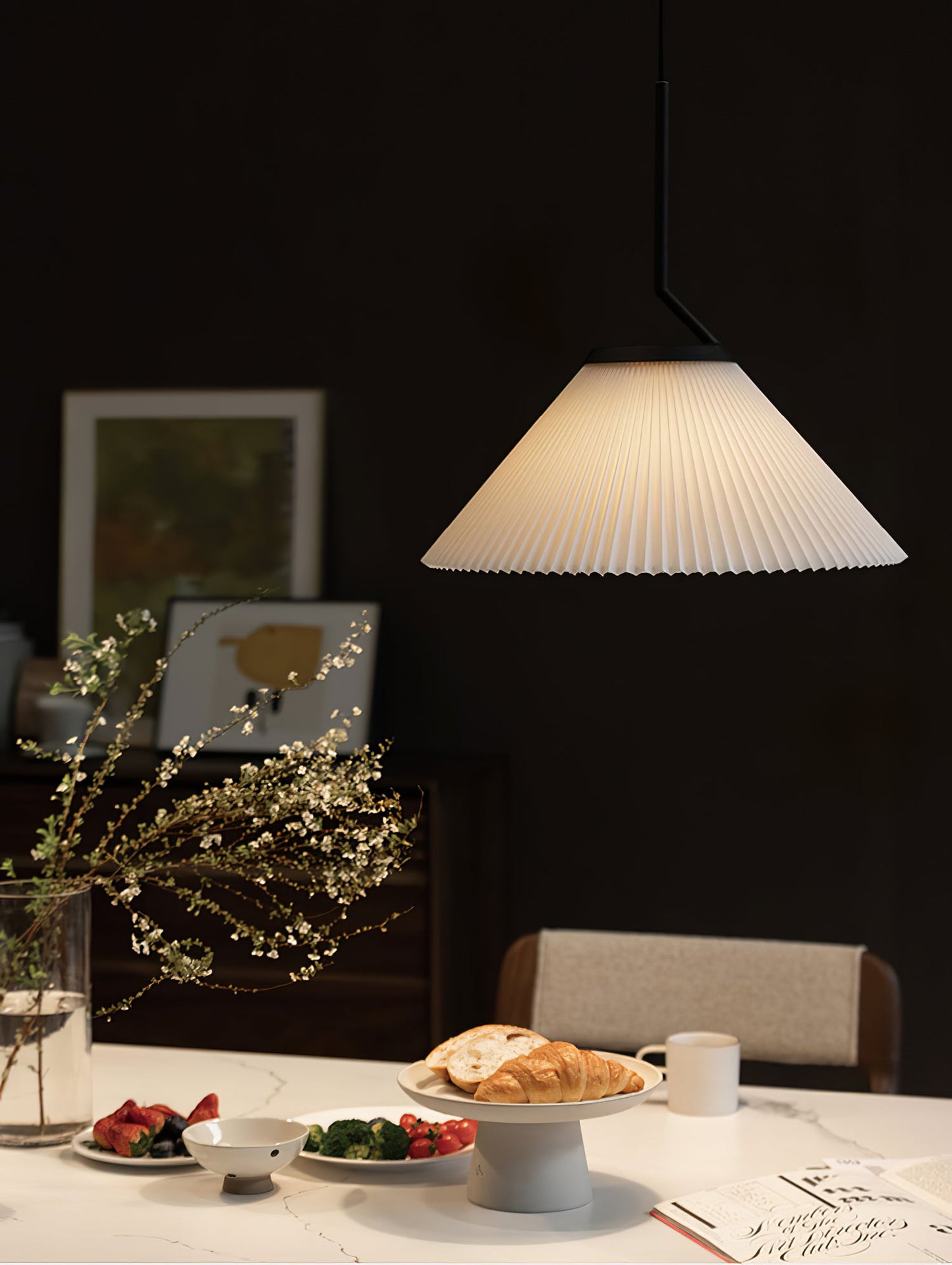 Demare Pleated Pendant Lamp - Modern Retro Fabric Dome Light