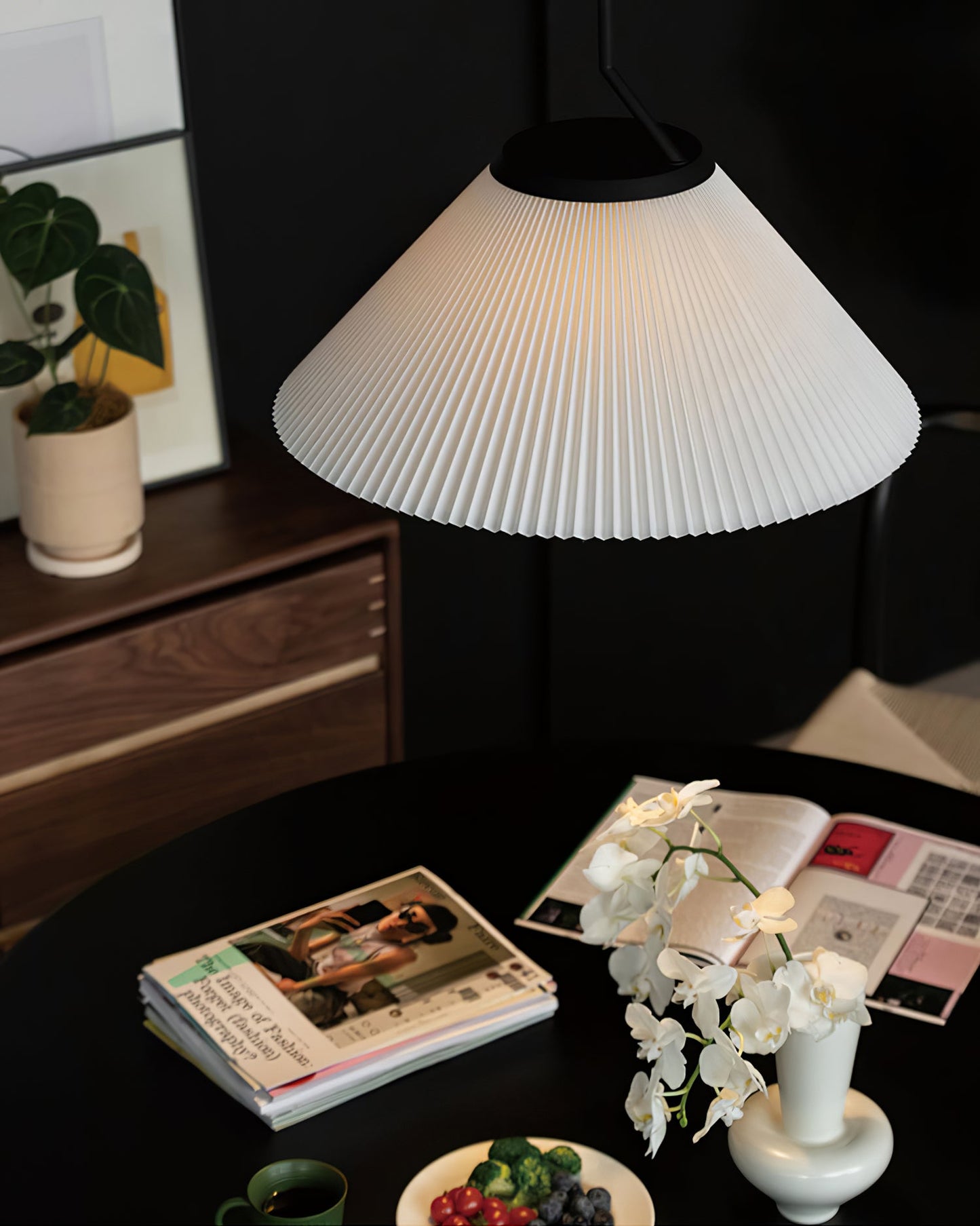 Demare Pleated Pendant Lamp - Modern Retro Fabric Dome Light