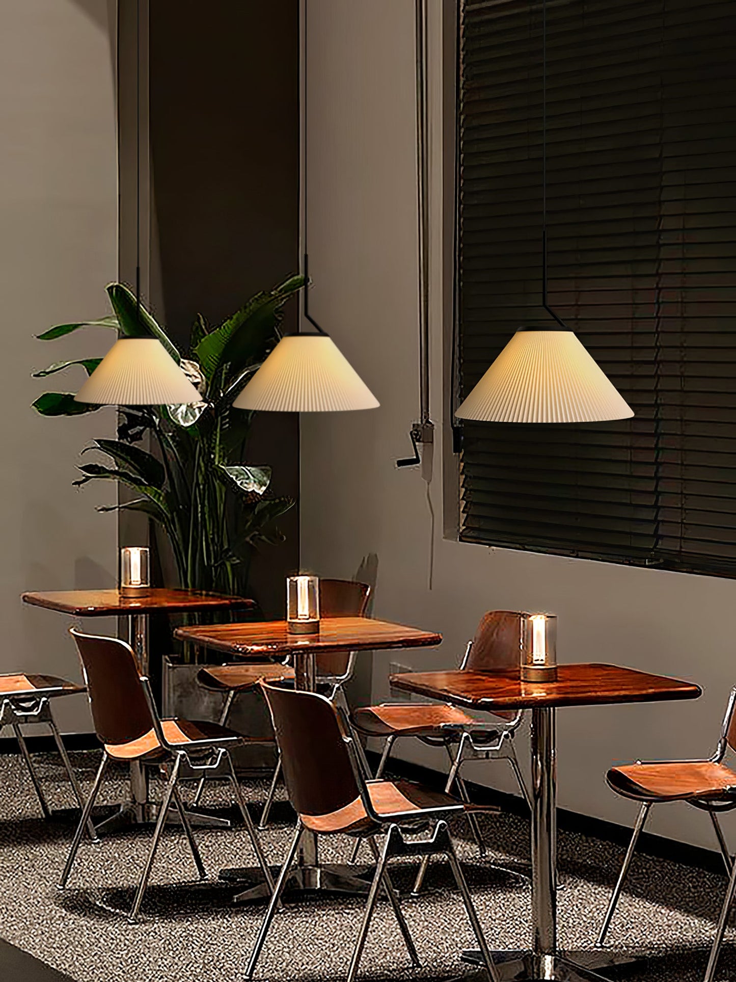 Demare Pleated Pendant Lamp - Modern Retro Fabric Dome Light