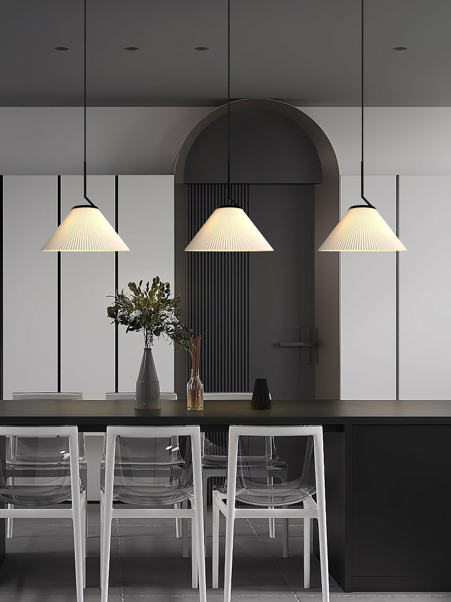 Demare Pleated Pendant Lamp - Modern Retro Fabric Dome Light