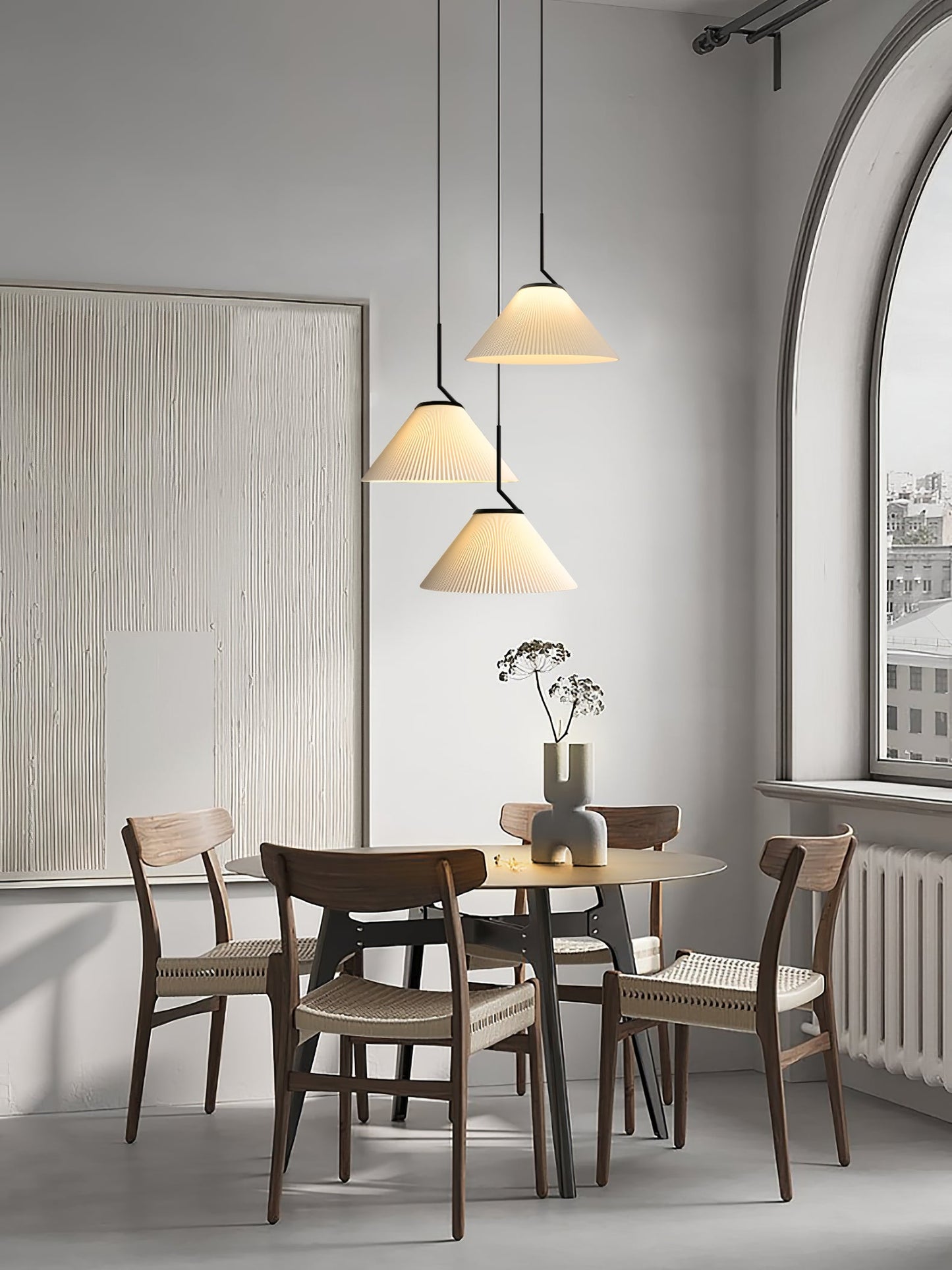 Demare Pleated Pendant Lamp - Modern Retro Fabric Dome Light