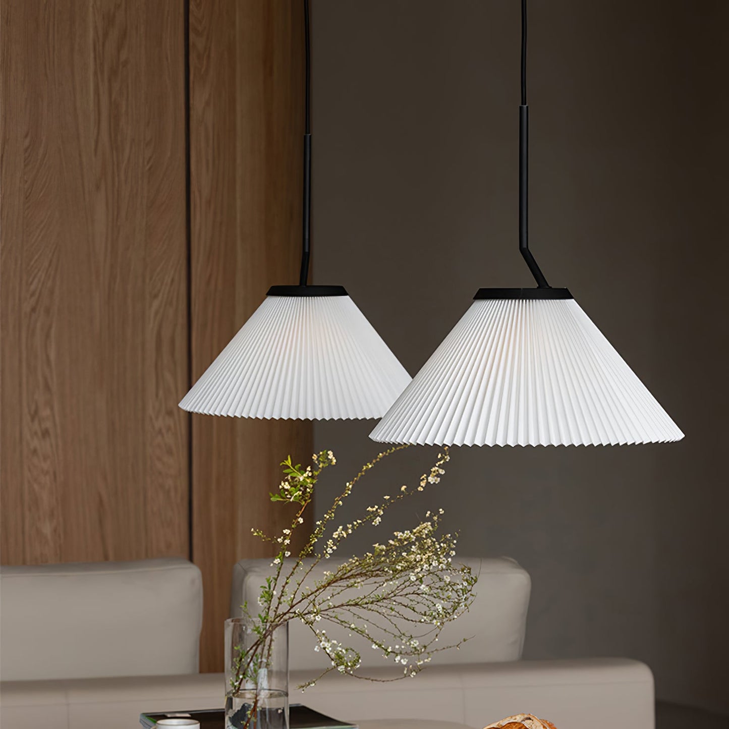 Demare Pleated Pendant Lamp - Modern Retro Fabric Dome Light