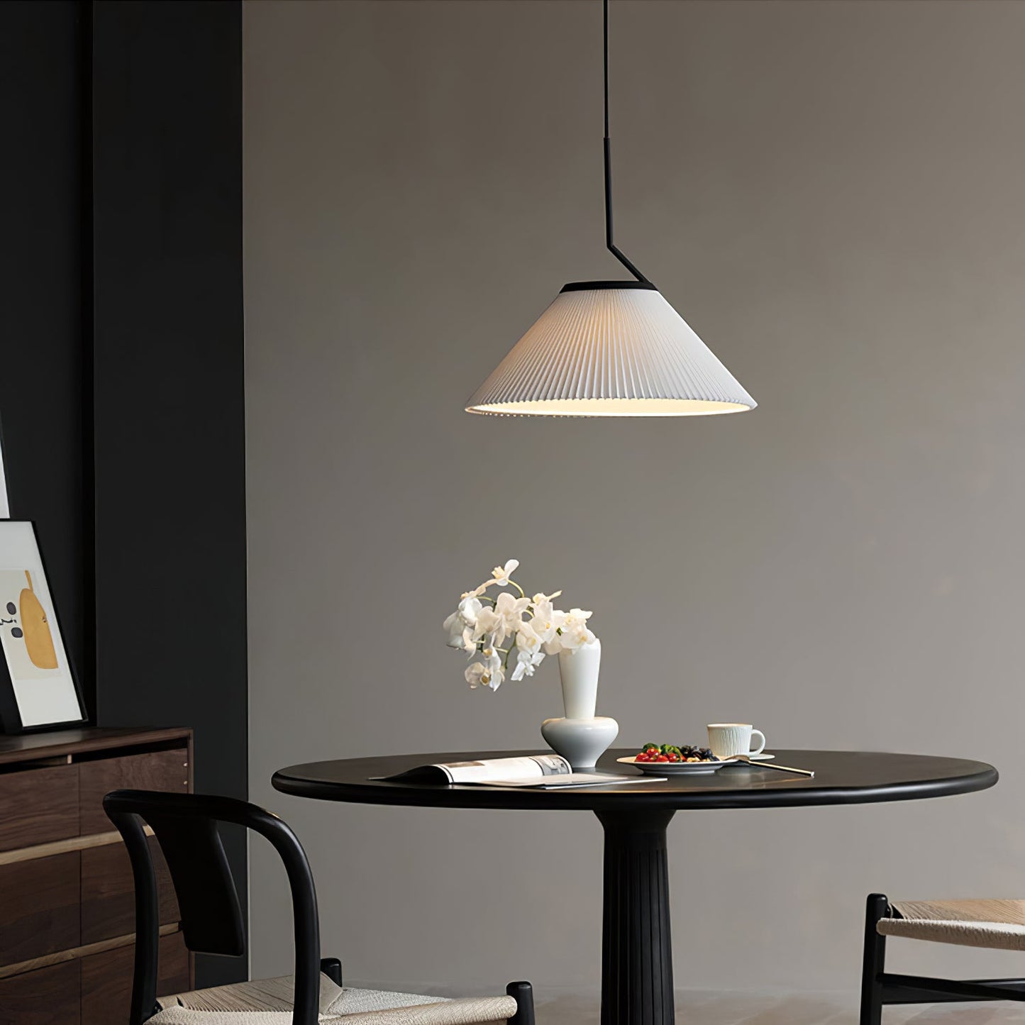 Demare Pleated Pendant Lamp - Modern Retro Fabric Dome Light