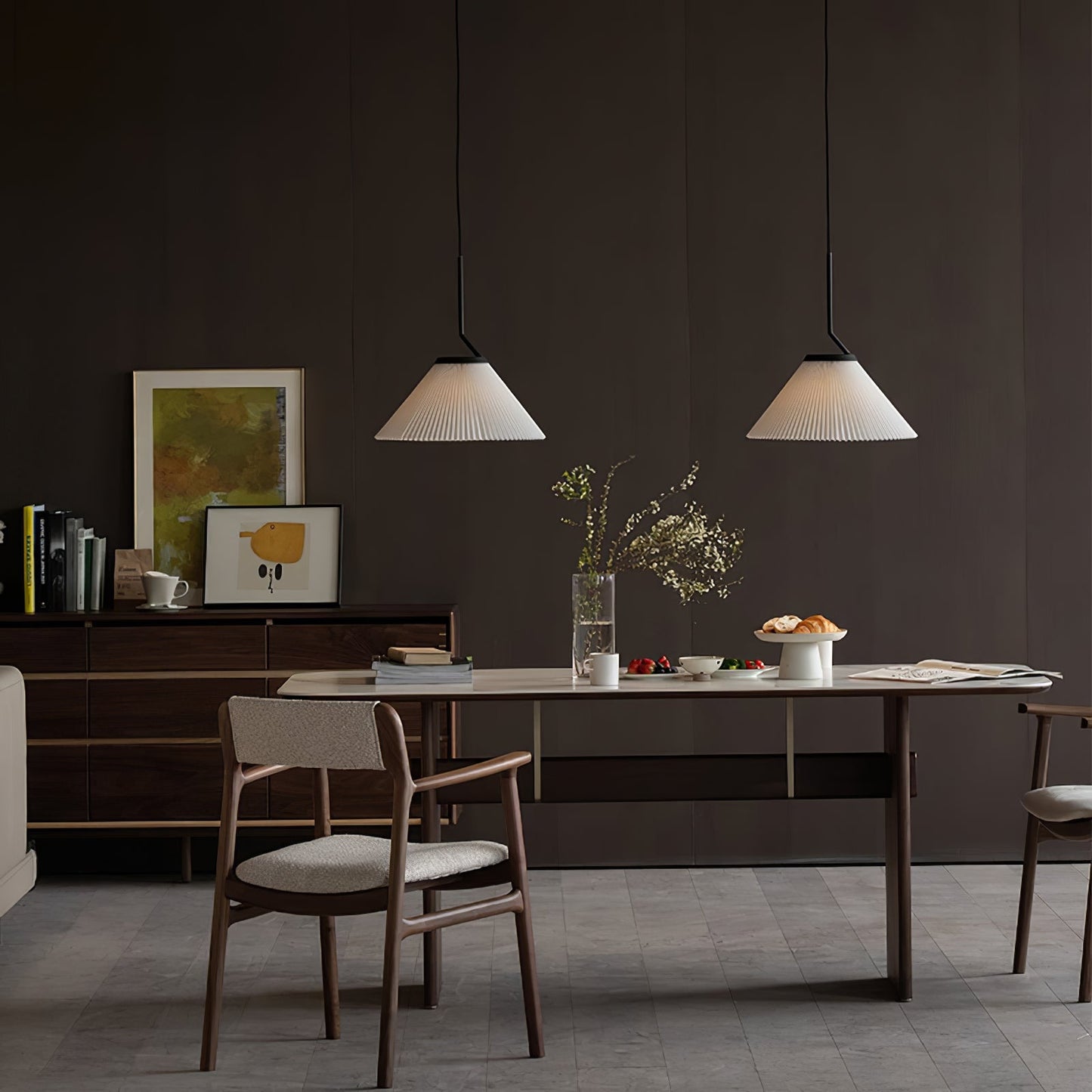 Demare Pleated Pendant Lamp - Modern Retro Fabric Dome Light
