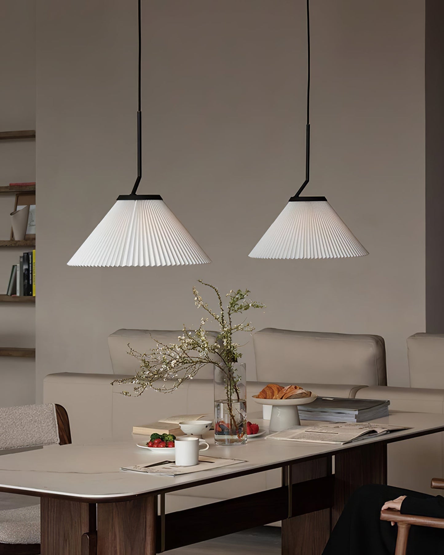 Demare Pleated Pendant Lamp - Modern Retro Fabric Dome Light