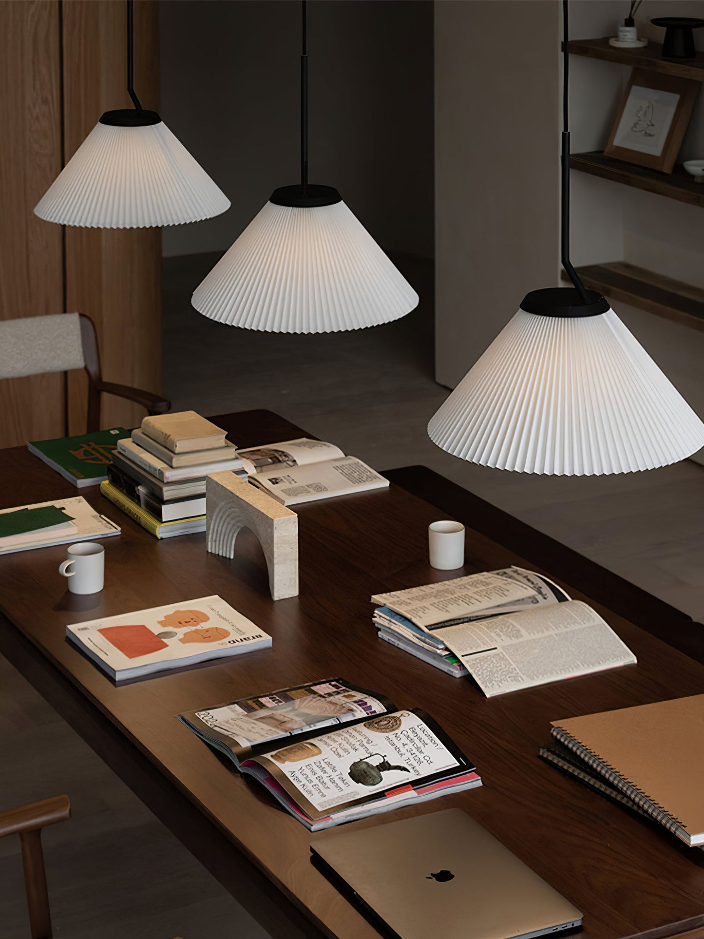 Demare Pleated Pendant Lamp - Modern Retro Fabric Dome Light