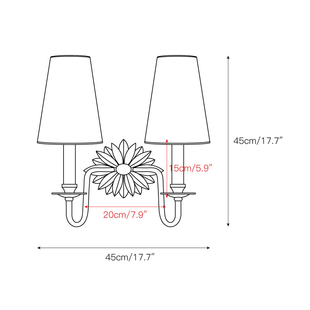 Demeter Double Sconce - Classic Antique Brass 2-Light Wall Sconce with Linen Shades