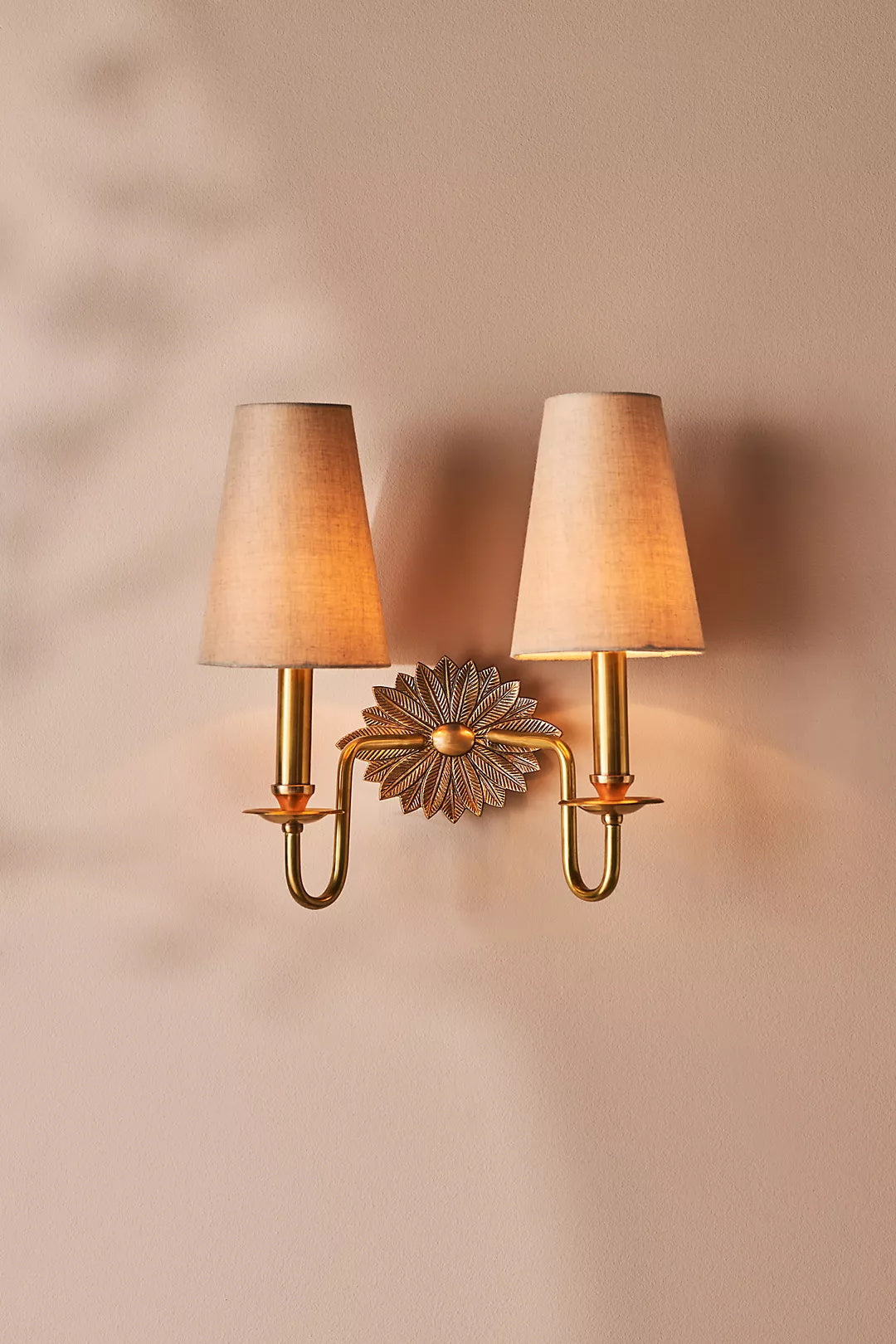 Demeter Double Sconce - Classic Antique Brass 2-Light Wall Sconce with Linen Shades