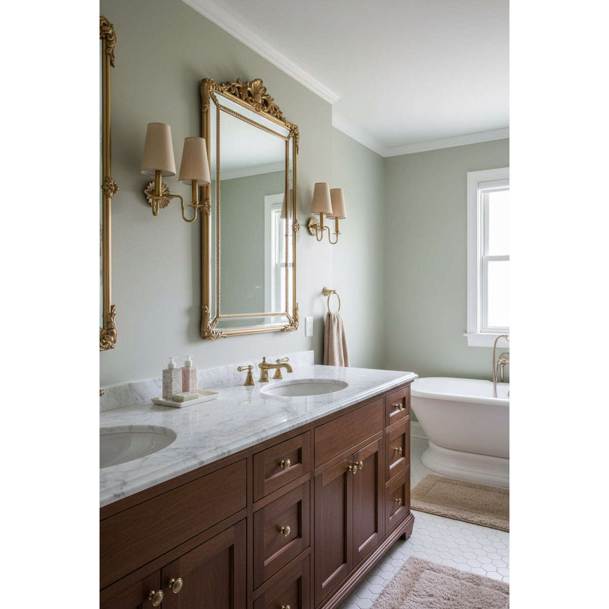 Demeter Double Sconce - Classic Antique Brass 2-Light Wall Sconce with Linen Shades