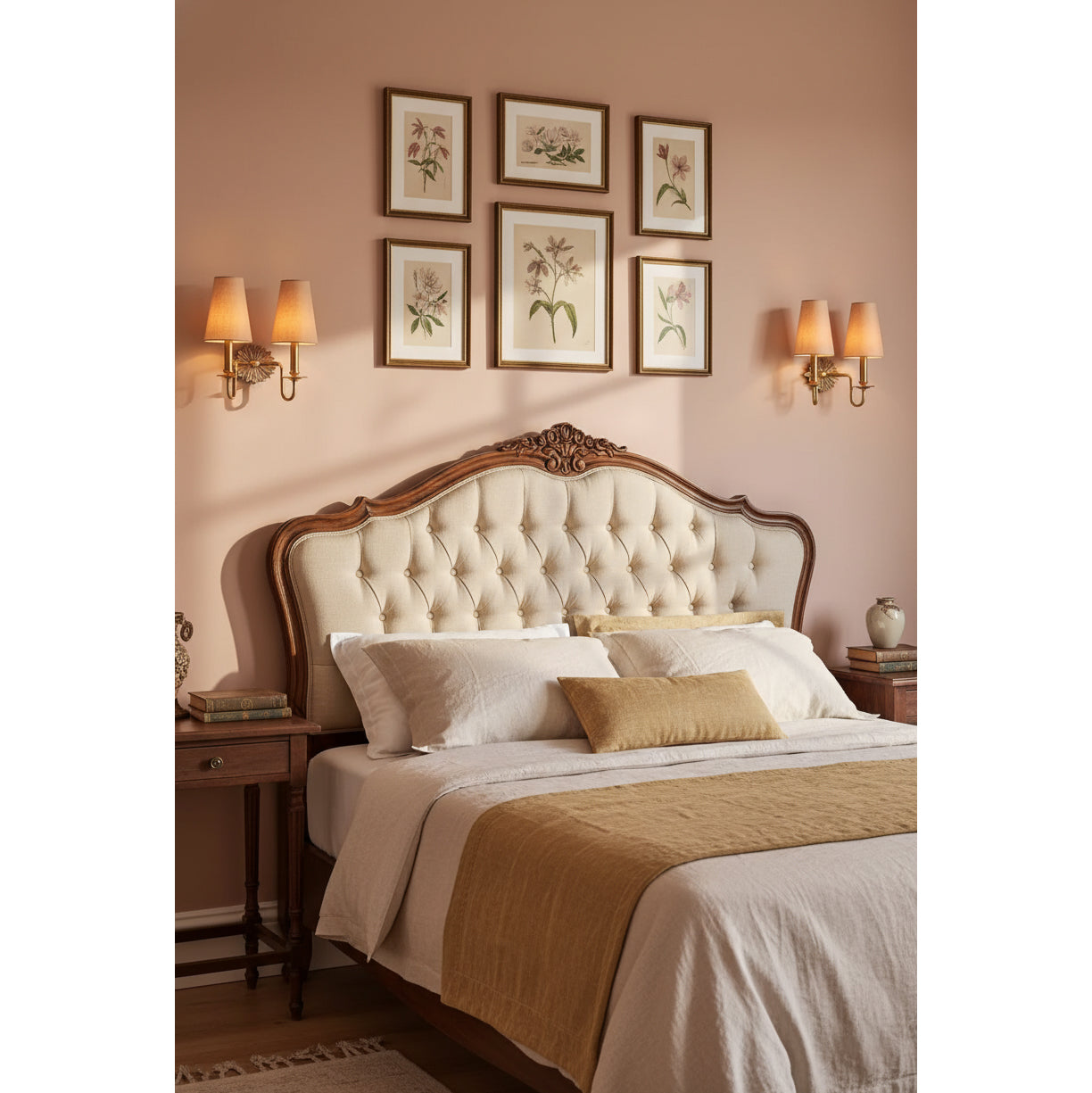 Demeter Double Sconce - Classic Antique Brass 2-Light Wall Sconce with Linen Shades