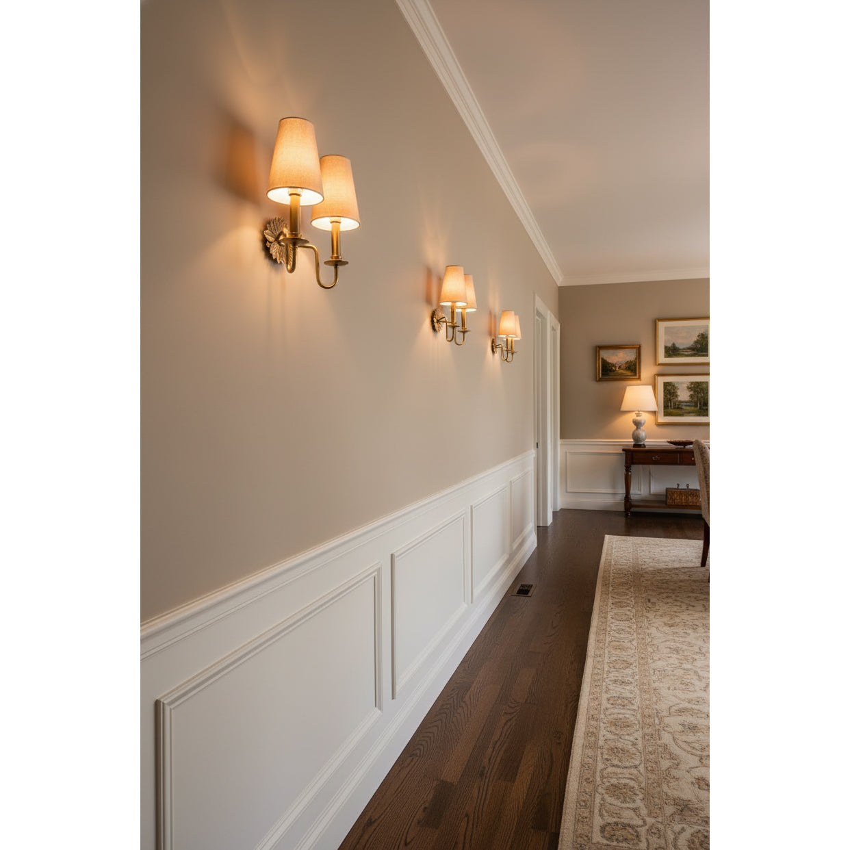 Demeter Double Sconce - Classic Antique Brass 2-Light Wall Sconce with Linen Shades
