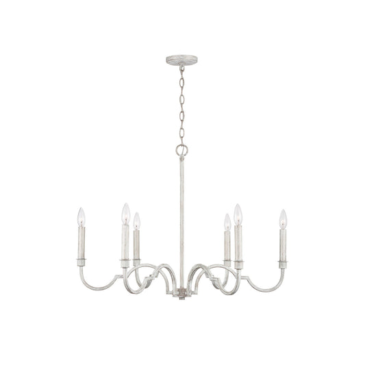 Demi Chandelier - Greek Key Inspired Brass Pendant in Imitation White