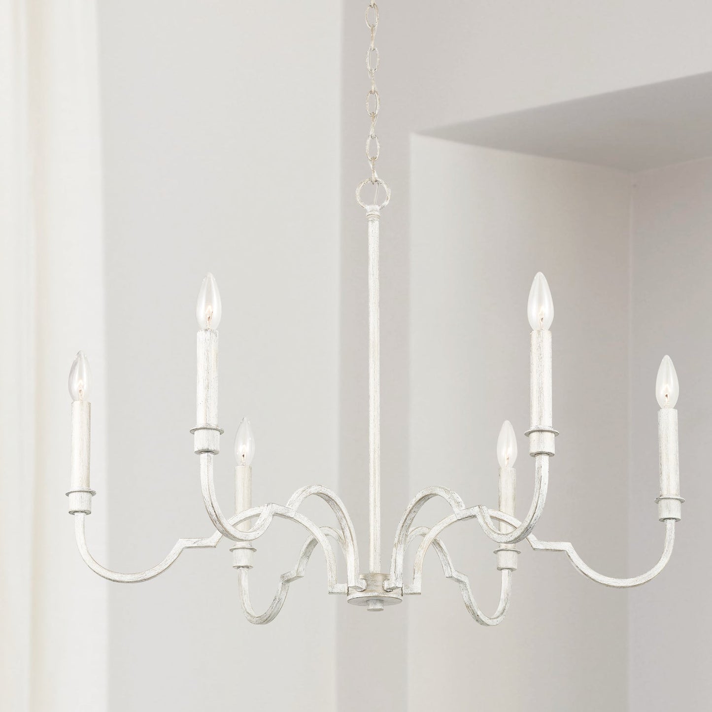 Demi Chandelier - Greek Key Inspired Brass Pendant in Imitation White