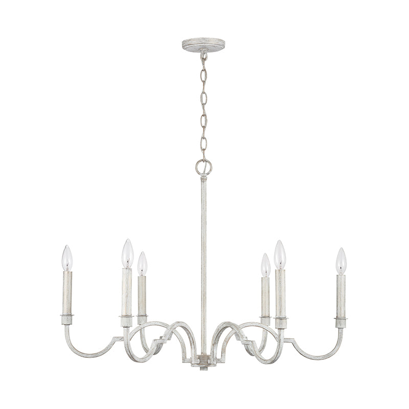 Demi Chandelier - Greek Key Inspired Brass Pendant in Imitation White