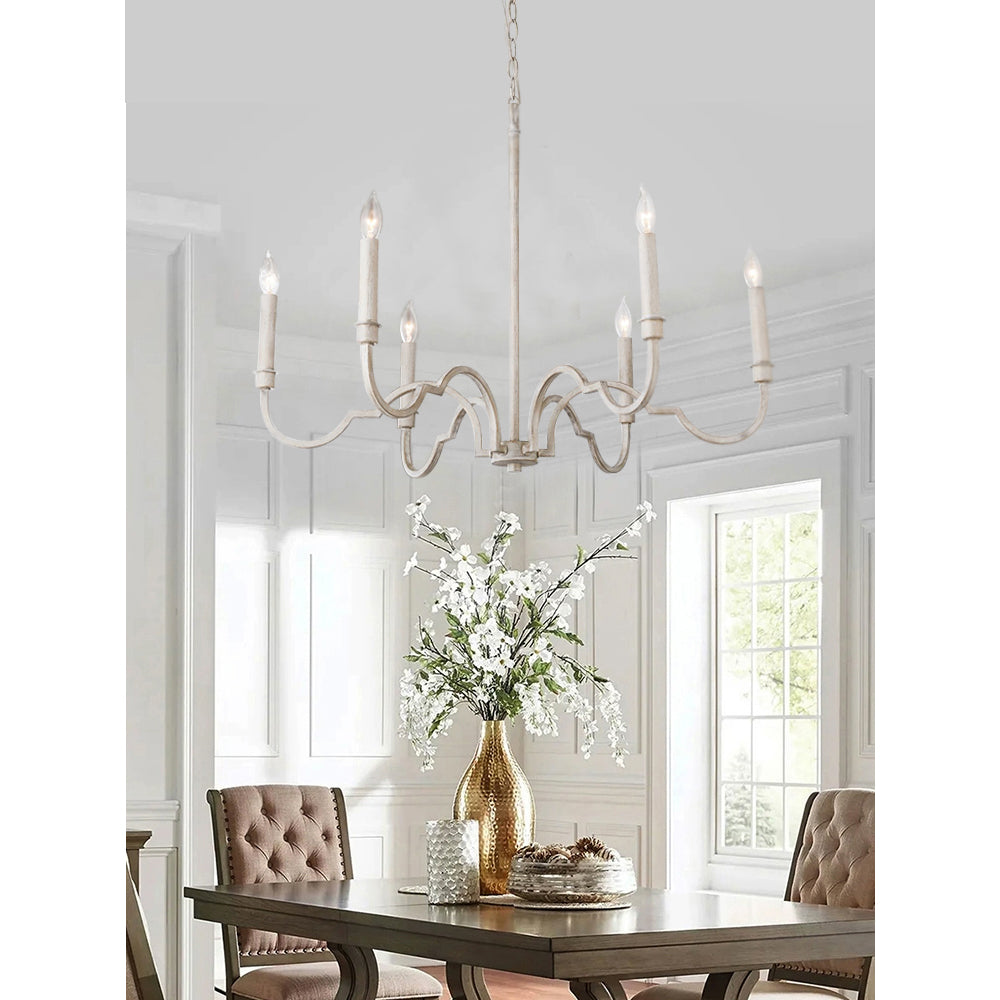 Demi Chandelier - Greek Key Inspired Brass Pendant in Imitation White