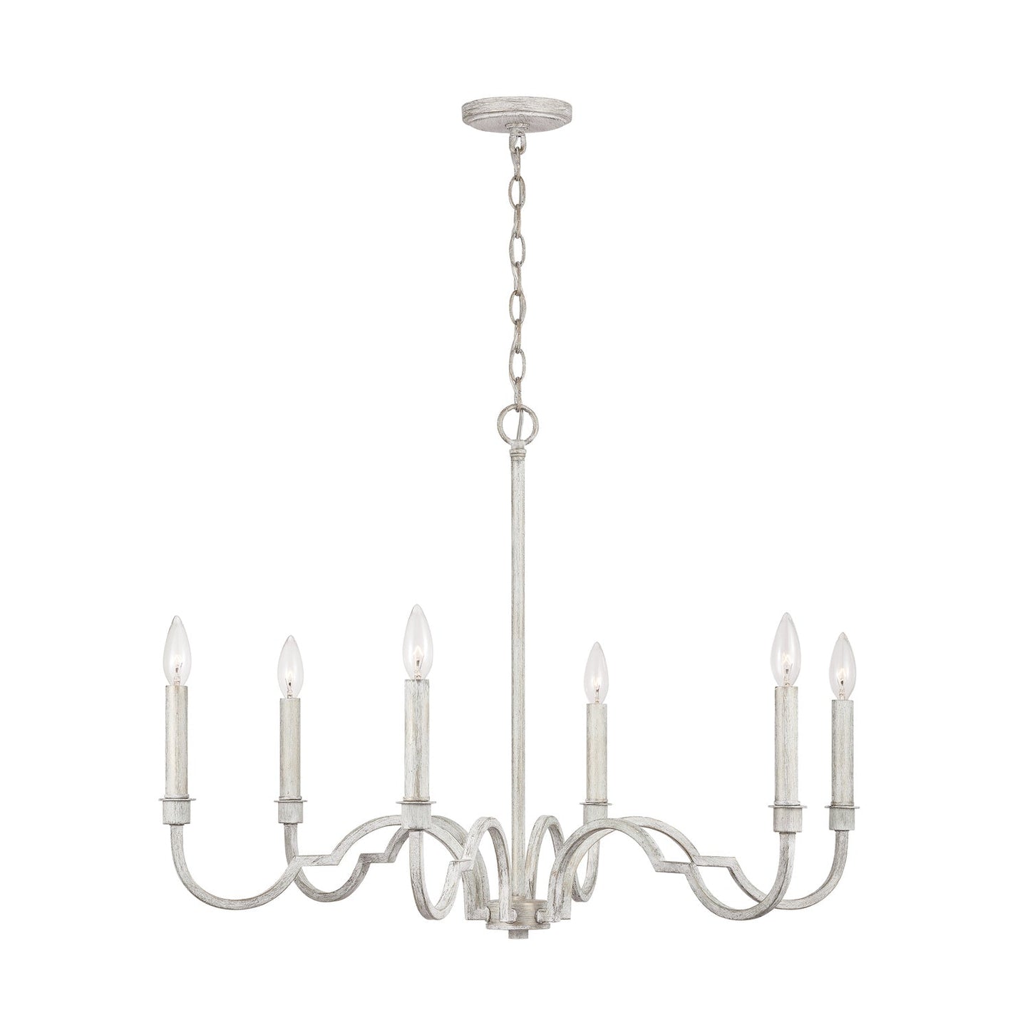 Demi Chandelier - Greek Key Inspired Brass Pendant in Imitation White