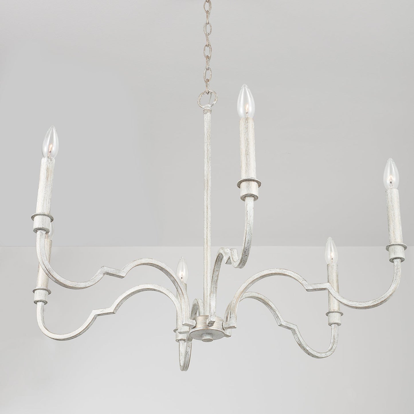 Demi Chandelier - Greek Key Inspired Brass Pendant in Imitation White