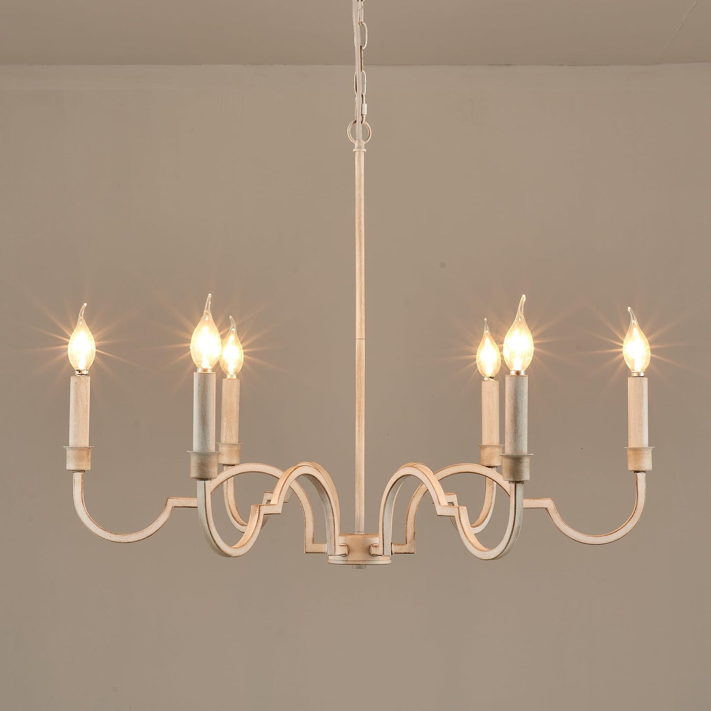 Demi Chandelier - Greek Key Inspired Brass Pendant in Imitation White