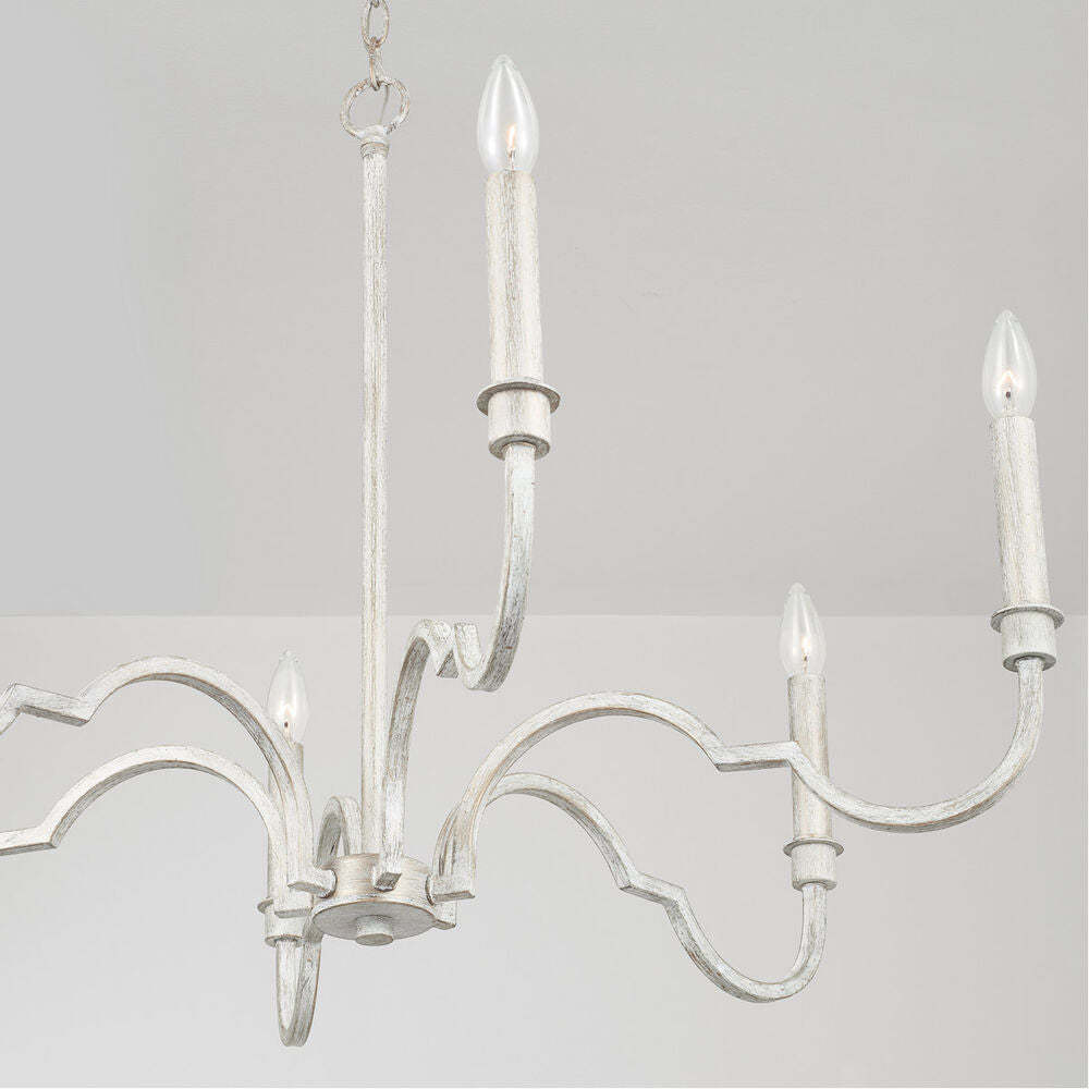 Demi Chandelier - Greek Key Inspired Brass Pendant in Imitation White