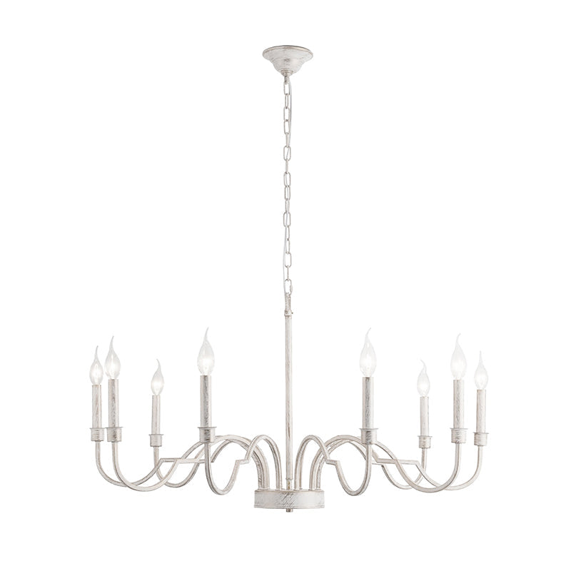 Demi Chandelier - Greek Key Inspired Brass Pendant in Imitation White