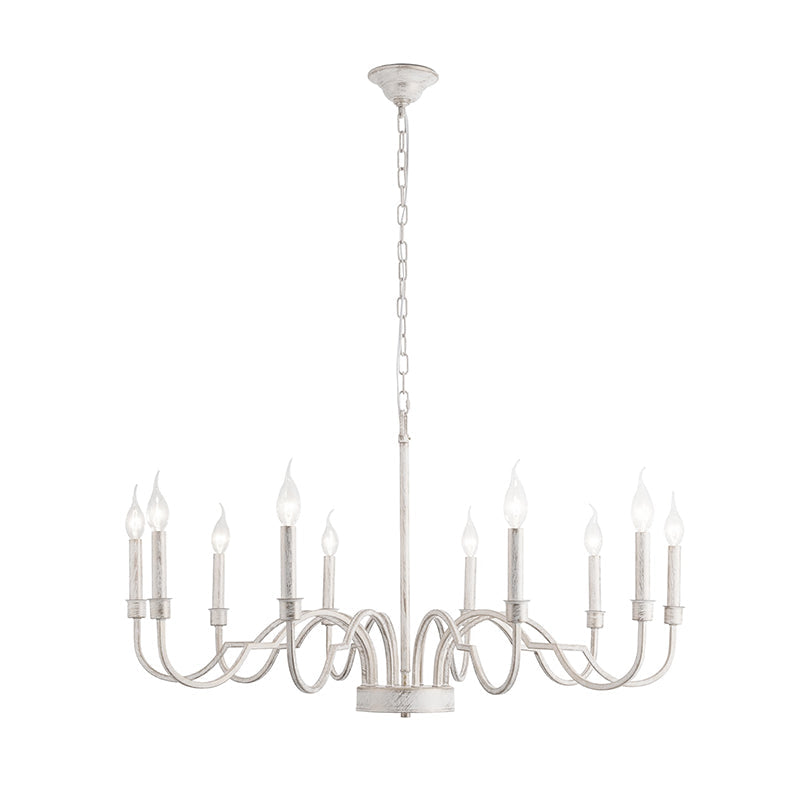 Demi Chandelier - Greek Key Inspired Brass Pendant in Imitation White