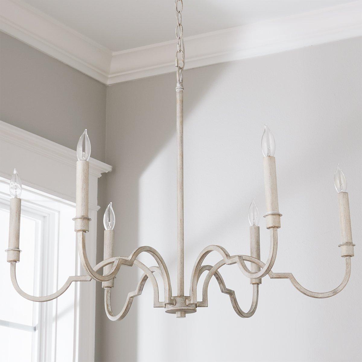 Demi Chandelier - Greek Key Inspired Brass Pendant in Imitation White