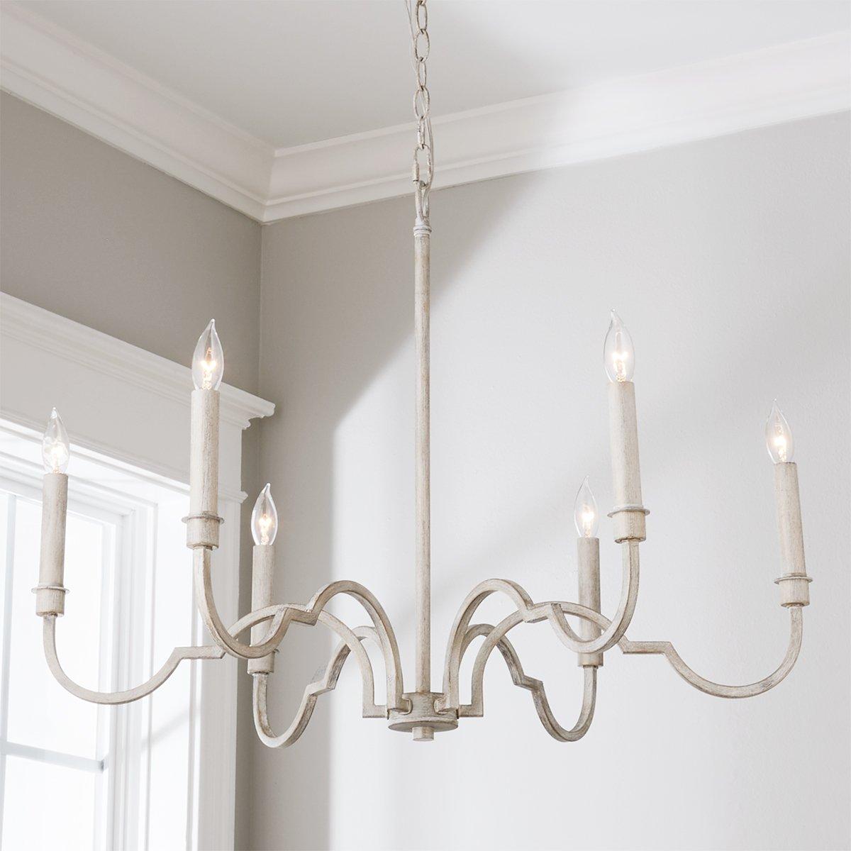 Demi Chandelier - Greek Key Inspired Brass Pendant in Imitation White