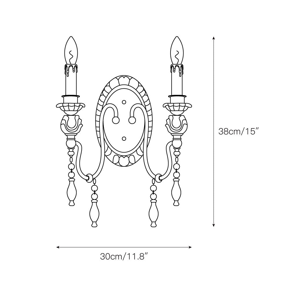 Denise Antique Wall Lamp - Shabby Chic Solid Wood & Metal Candle Sconce