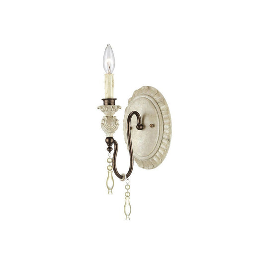Denise Antique Wall Lamp - Shabby Chic Solid Wood & Metal Candle Sconce