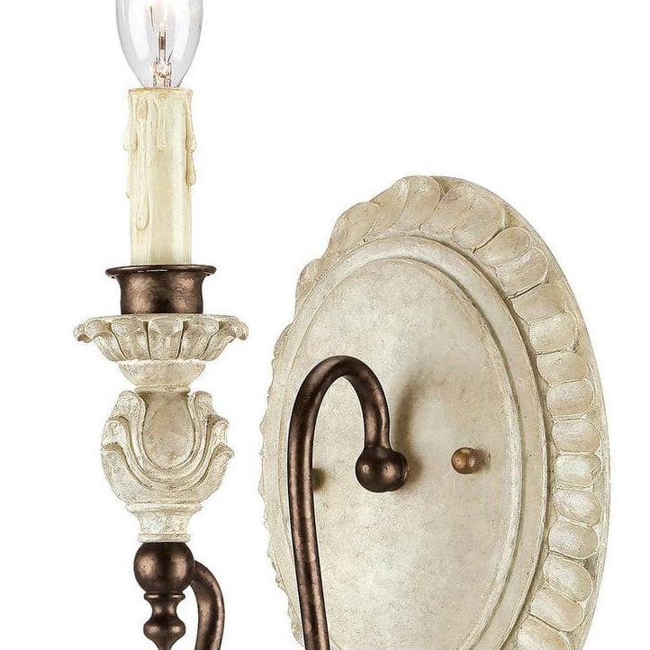 Denise Antique Wall Lamp - Shabby Chic Solid Wood & Metal Candle Sconce