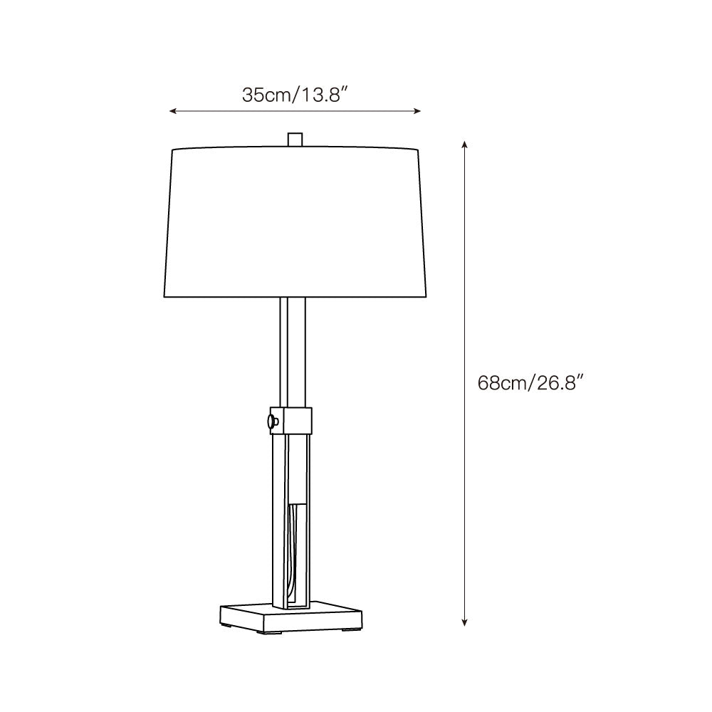 Denley Table Lamp - Modern Mixed-Material Wood & Metal Light with Linen Shade